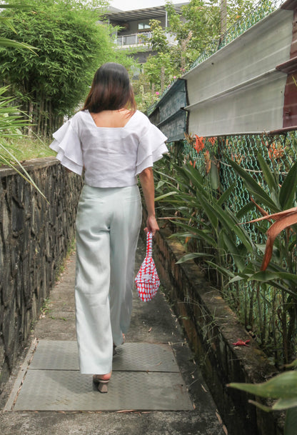 Kei High Waist Trousers in Baby Blue