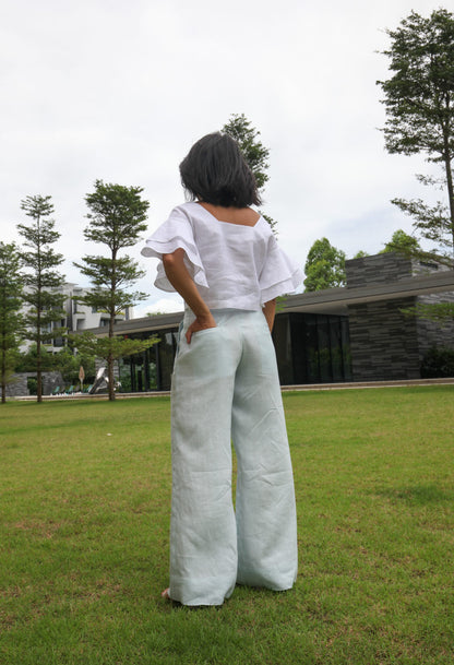 Kei High Waist Trousers in Baby Blue