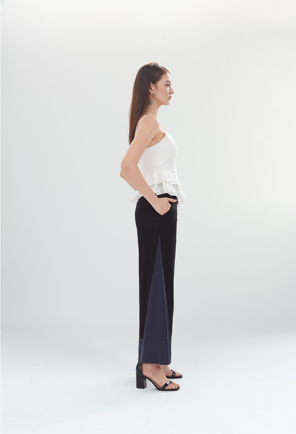 Deco High Waist Trousers in Black & Navy