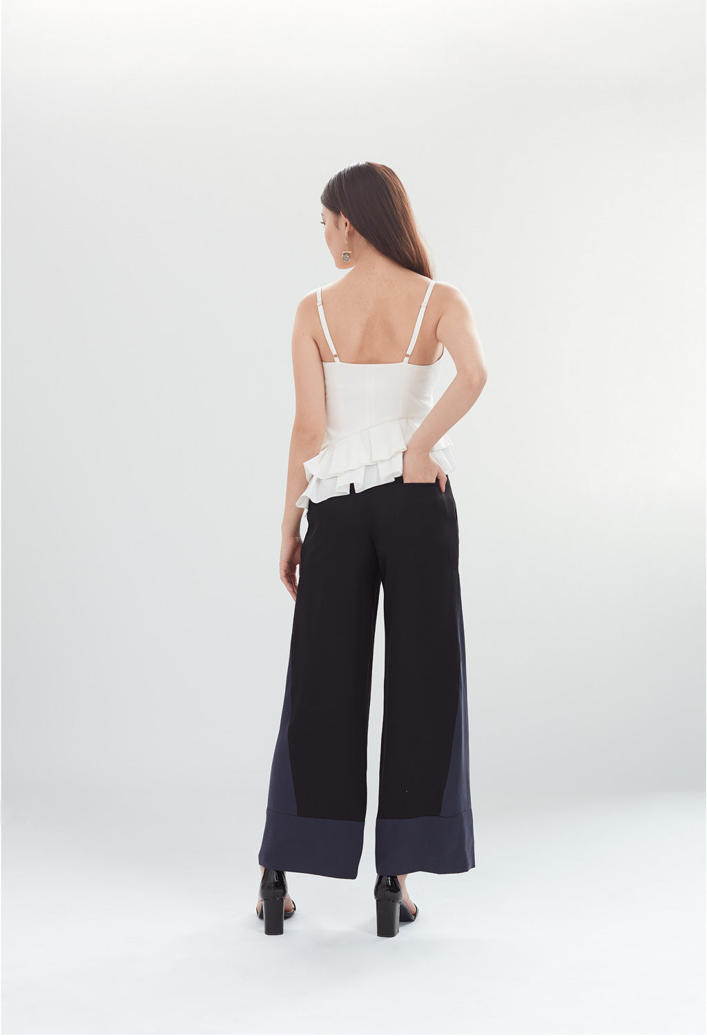 Deco High Waist Trousers in Black & Navy