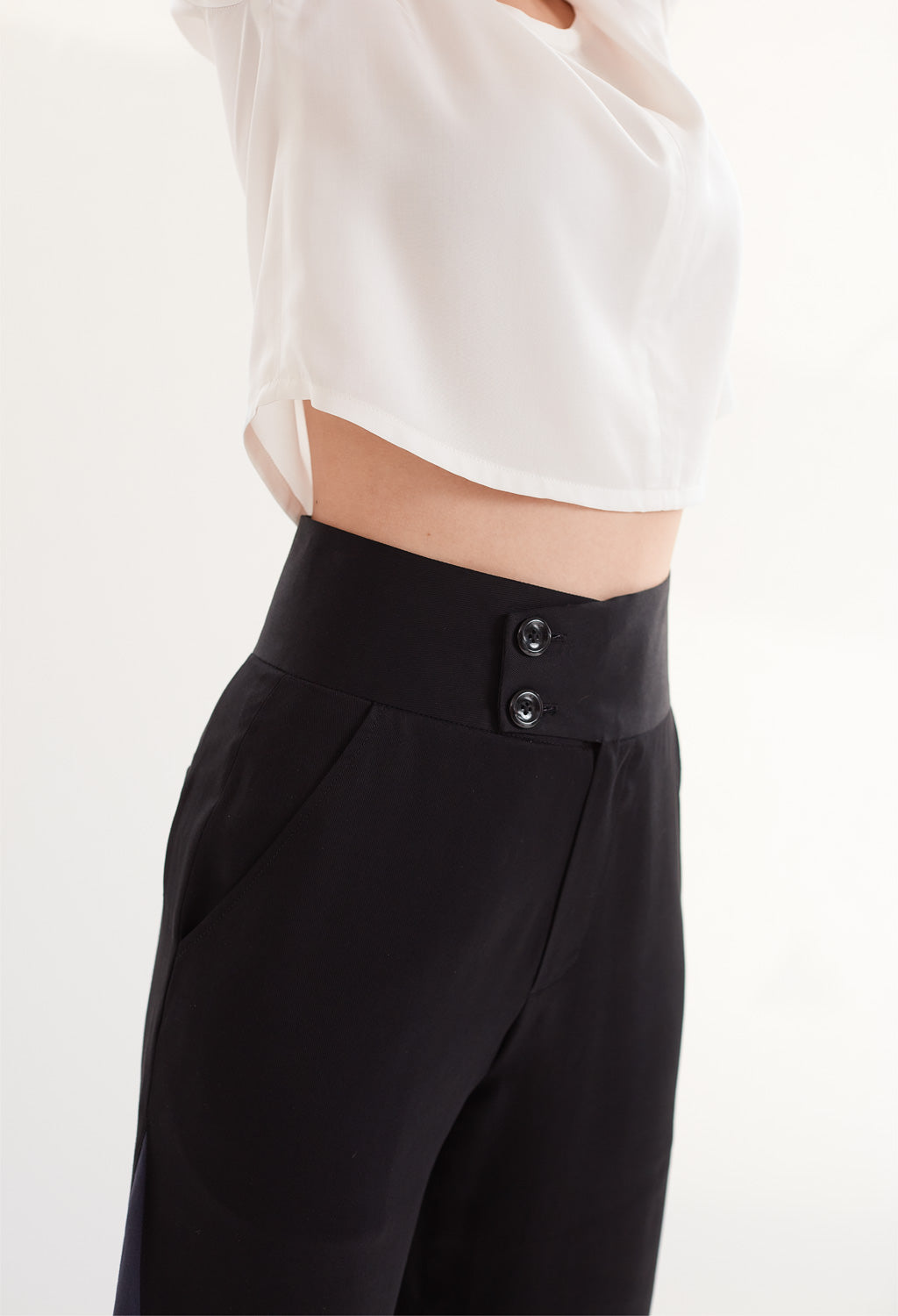 Deco High Waist Trousers in Black & Navy