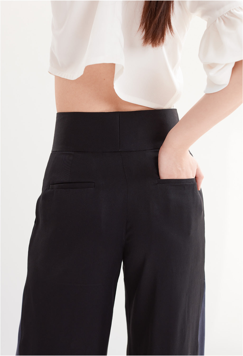 Deco High Waist Trousers in Black & Navy