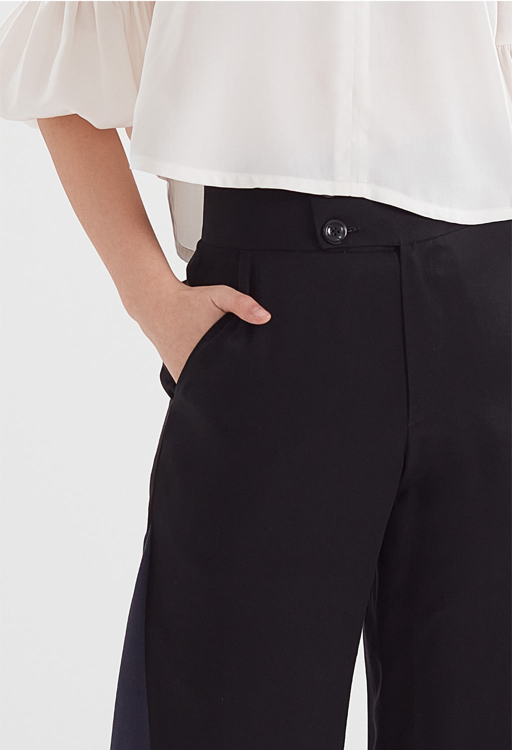 Deco High Waist Trousers in Black & Navy