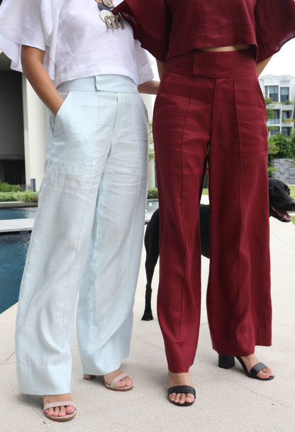 Kei High Waist Trousers in Wine