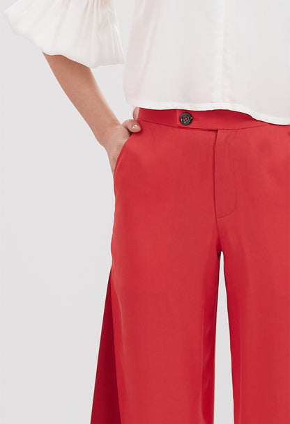 Deco High Waist Trousers in Coral & Ruby