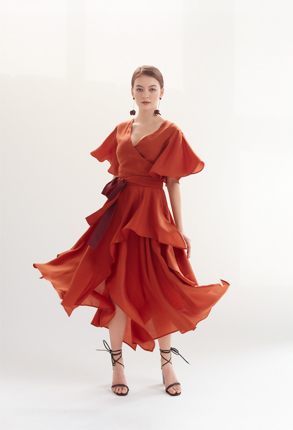 Two-tone Handkerchief Dress in Terracotta