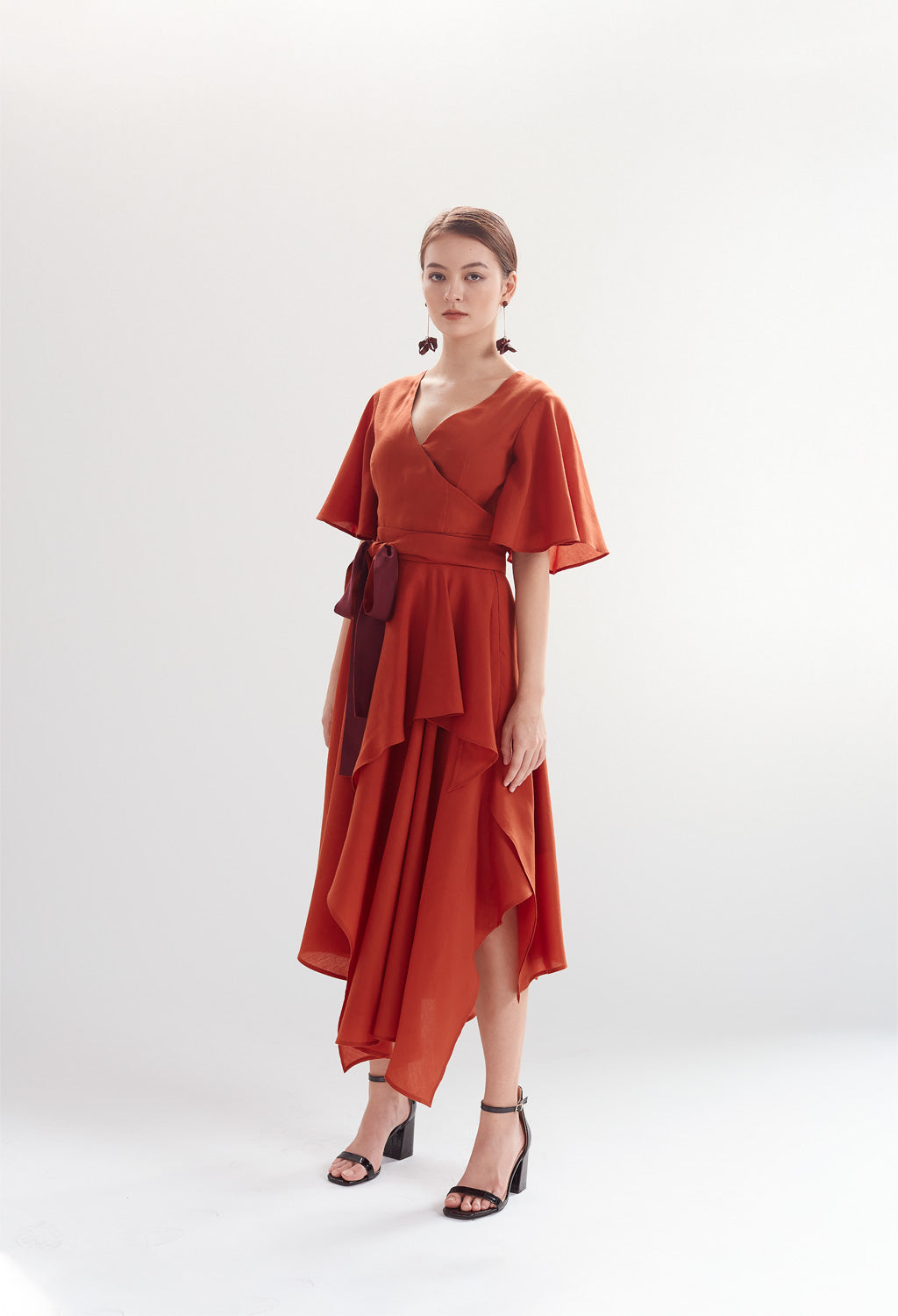 Two-tone Handkerchief Dress in Terracotta