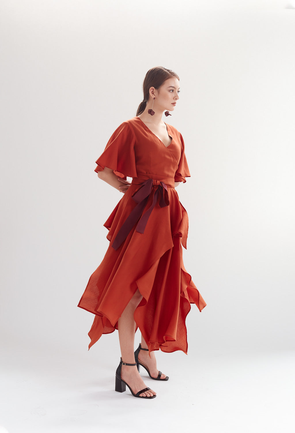 Two-tone Handkerchief Dress in Terracotta