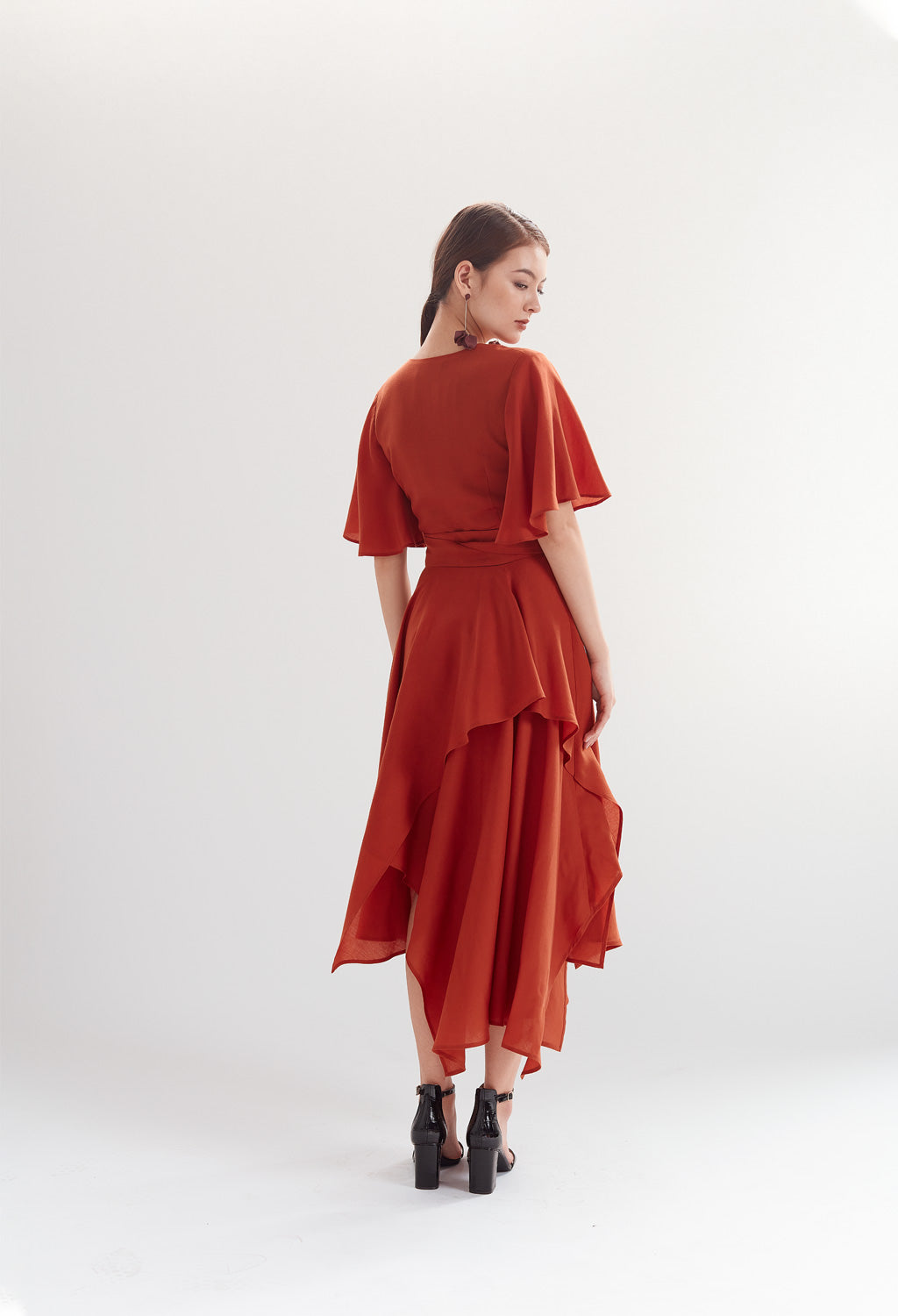 Two-tone Handkerchief Dress in Terracotta