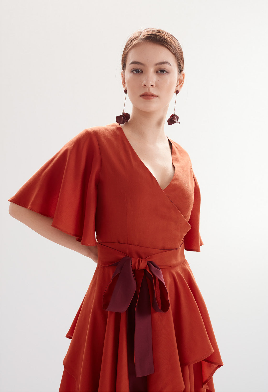 Two-tone Handkerchief Dress in Terracotta