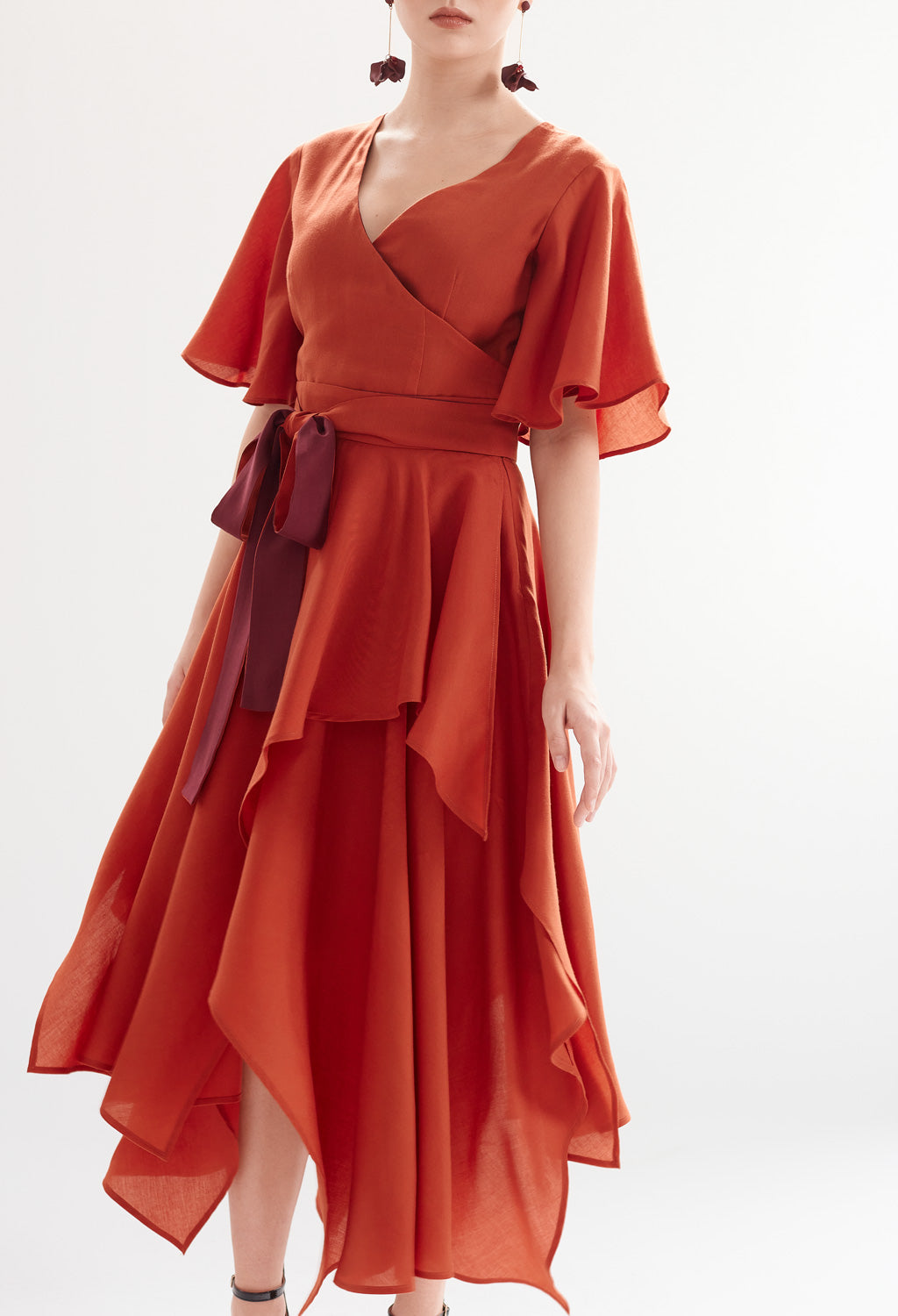 Two-tone Handkerchief Dress in Terracotta