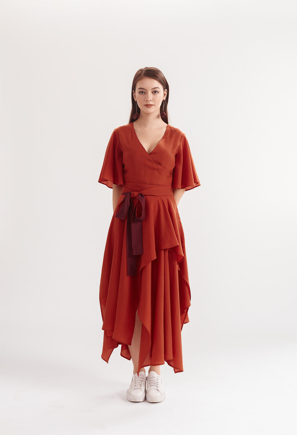 Two-tone Handkerchief Dress in Terracotta